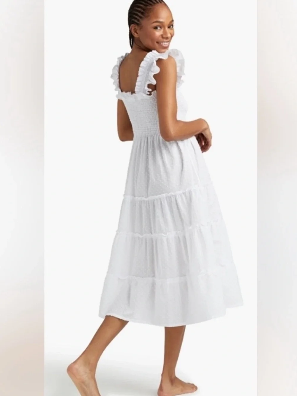 Hill House Home Ellie Nap Dress in White Swiss Dot Sz M - Picture 2 of 10